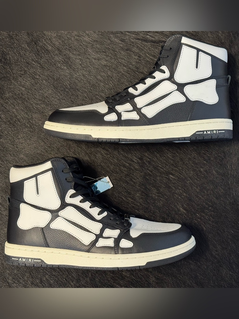 AMIRI Skel Top-Hi White & Black Leather Sneakers